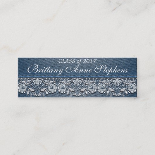 ホワイトレースとデニムの卒業インサート コーリングカード (正面)