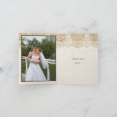 ホワイトレースとハートの麻の結婚式お礼カード サンキューカード (内部)