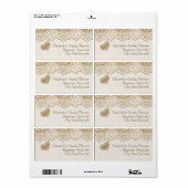 ホワイトレースとハートをバーラップ結婚の ラベル (フルシート)