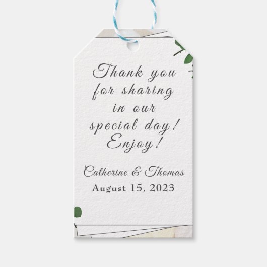 ホワイトレースとバラ葉ギフトラベル ギフトタグ (正面)