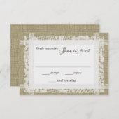 ホワイトレースとバーラップの応答カード 出欠カード (正面/裏面)