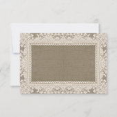 ホワイトレースとバーラップ結婚式のRSVPカード 出欠カード (裏面)