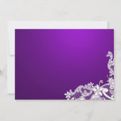 ホワイトレースとパープルのウェディング 招待状 (裏面)