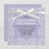 ホワイトレースとブルーバーラップ結婚式招待状 招待状 (正面/裏面)