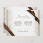 ホワイトレースと茶色のリボンの方向 エンクロージャーカード (正面/裏面)
