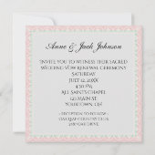 ホワイトレースにリニューアルピンクの花をブライダル 招待状 (裏面)