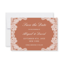 ホワイトレースのテラコッタ結婚式の日付を保存