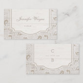 ホワイトレースの木の素朴な田舎の結婚式の座席表 プレイスカード (正面/裏面)