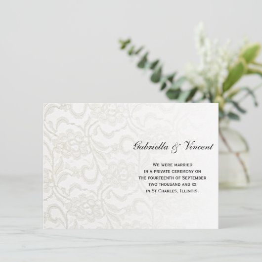 ホワイトレースの結婚/駆け落ち告知 案内状 (スタンド正面)