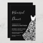 ホワイトレースウェディングドレス リハーサル 招待状 (正面/裏面)