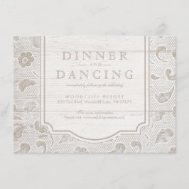 ホワイトレースウッド素朴な田舎の結婚式披露宴 エンクロージャーカード