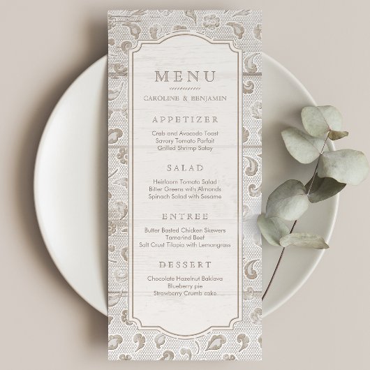 ホワイトレースウッド ラスティックカントリーウェディングメニュー メニュー