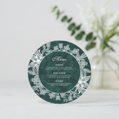 ホワイトレースオンエメラルドグリーンフェイクベルベットラウンド メニュー (スタンド正面)