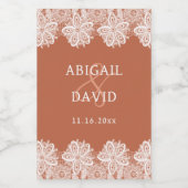 ホワイトレースオンテラコッタ結婚ズミニ ワインラベル (シングルラベル)