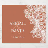 ホワイトレースオンテラコッタ結婚ズ リキュールボトルラベル (シングルラベル)