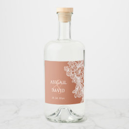 ホワイトレースオンテラコッタ結婚ズ リキュールボトルラベル