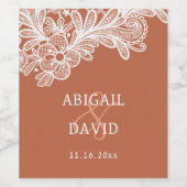 ホワイトレースオンテラコッタ結婚ズ ワインラベル (シングルラベル)