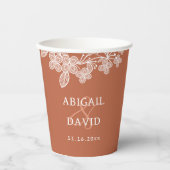 ホワイトレースオンテラコッタ結婚ズ 紙コップ (正面)