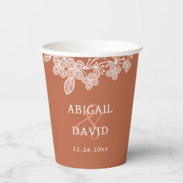 ホワイトレースオンテラコッタ結婚ズ 紙コップ