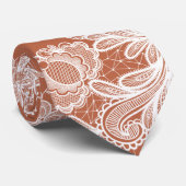 ホワイトレースオンテラコッタ ネクタイ (ロール)