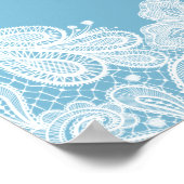 ホワイトレースオンパステルブルーバプティスウェルカム ポスター (角)