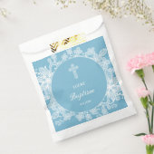 ホワイトレースオンパステルブルーバプテスマ フェイバーバッグ (封をした状態)