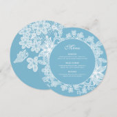 ホワイトレースオンパステルブルーラウンド メニュー (正面/裏面)