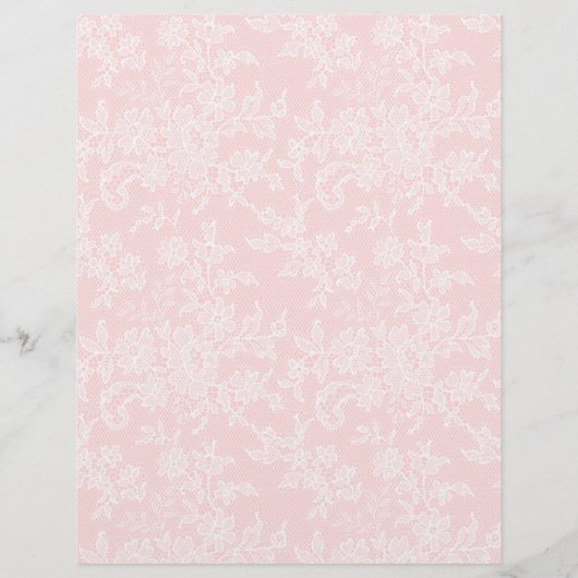 ホワイトレースオンピンクアーツ&クラフトスクラップブック紙 (正面)