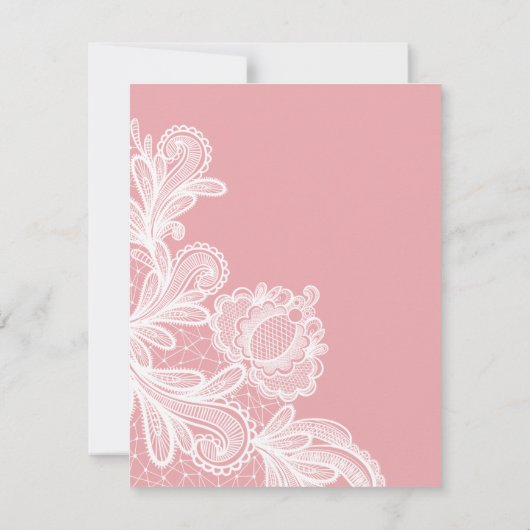 ホワイトレースオンピンクバプテスマ招待状 招待状 (裏面)