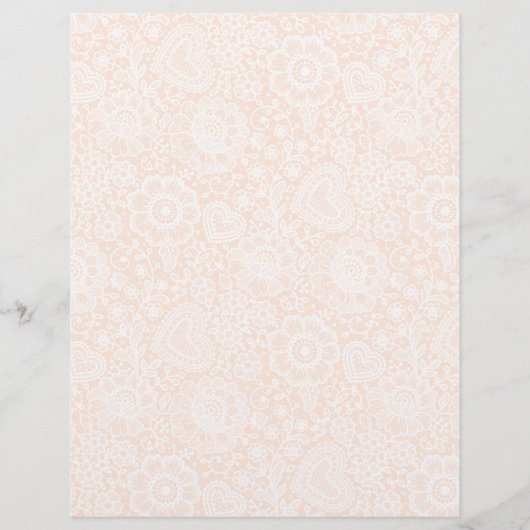 ホワイトレースオンピーチアーツ&クラフトスクラップブック紙 (正面)