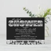 ホワイトレースオンブラックブライダルシャワーパーティー 招待状 (スタンド正面)