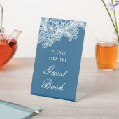 ホワイトレースオンブルーゲストブック 台座サイン (インサイチュ)