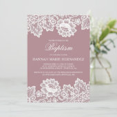 ホワイトレースカスタムカラーバプテスマ招待状 招待状 (スタンド正面)