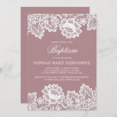ホワイトレースカスタムカラーバプテスマ招待状 招待状 (正面/裏面)
