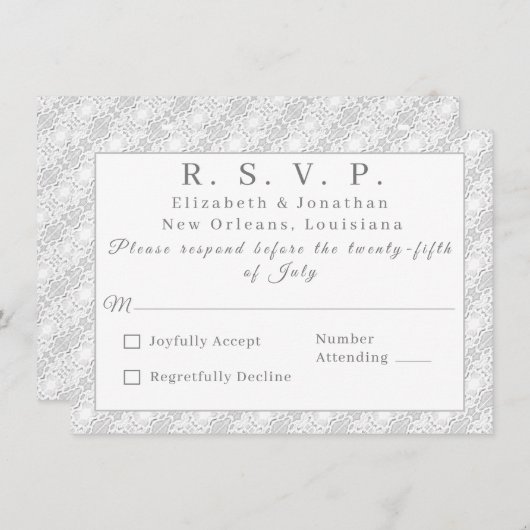 ホワイトレースカソリッモノグラムのク応答カード (正面/裏面)