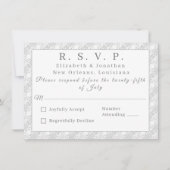 ホワイトレースカソリッモノグラムのク応答カード (正面)