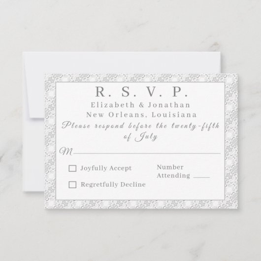 ホワイトレースカソリッモノグラムのク応答カード (正面)