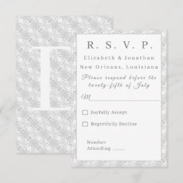 ホワイトレースカソリッモノグラムのク応答カード 出欠カード