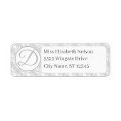 ホワイトレースカソリッモノグラムのク結婚の住所 ラベル (正面)