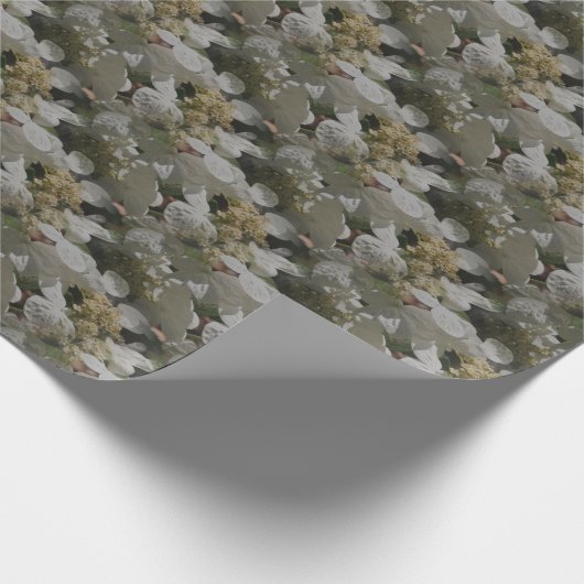 ホワイトレースキャップアジサイの花 ラッピングペーパー (角)