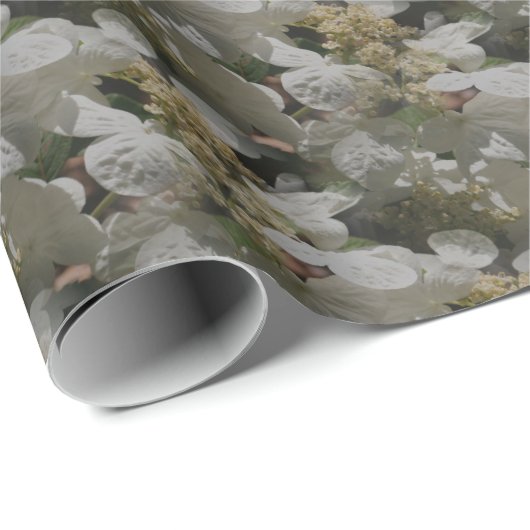 ホワイトレースキャップアジサイの花 ラッピングペーパー (ロールコーナー)