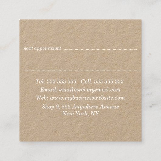 ホワイトレースクラフトスクエアスタイリストアポイントメント 予約カード (裏面)