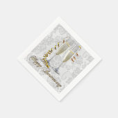 ホワイトレースシャンパンフルート記念日ナプキンス スタンダードカクテルナプキン (角)