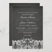 ホワイトレースチョークボード結婚式招待状 招待状 (正面/裏面)