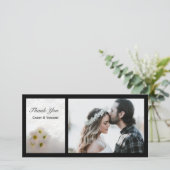 ホワイトレースデイジー結婚ズサンキューフォトカード サンキューカード (スタンド正面)