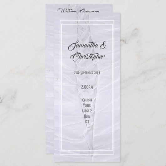 ホワイトレースドレス教会の結婚式プログラム プログラム (正面/裏面)