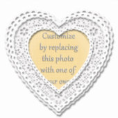 ホワイトレースハートフレームバレンタインデー シール (正面)