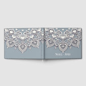 ホワイトレースハートロマンチックチャームブライダルシャワー ゲストブック (全面)