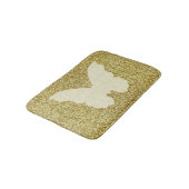 ホワイトレースバタフライオン金ゴールドグリッターバスマット バスマット (アングル)