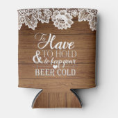 ホワイトレースバ素朴ンウッドモノグラム結婚ズ 缶クーラー (正面)